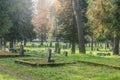 Old finnish cemetery at autumn day. Sortavala