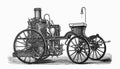 Old fire brigade car - fire truck old Antique illustration from Brockhaus Konversations-Lexikon 1908 Royalty Free Stock Photo