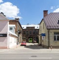 The old fire station building with an observation tower in BiaÃâystok, Warszawska Street, Poland.