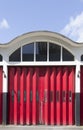 Old fire station garage door Royalty Free Stock Photo