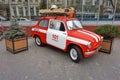 Old fire truck near the retro museum in Vinnitsa.