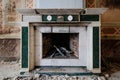 Old fireplace in abandoned mansion Pertovo-Dalnee, Moscow region