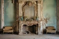 an old fireplace flanked by marble roman columns Royalty Free Stock Photo