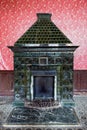 Old fireplace. Interior of Hunting castle of Count Schonborn in Carpaty Village, Ukraine.