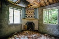 Old fireplace at ruined abandoned house Royalty Free Stock Photo