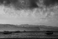 The old fishing boat at the beach Tulungagung, Indonesia Royalty Free Stock Photo