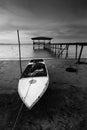 Old fishing boat in black and white, Sabah, East Malaysia Royalty Free Stock Photo