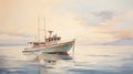 Impressionistic Oil Painting Of A Boat In The Ocean