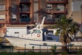 Old fishing boat moored in cyti port Royalty Free Stock Photo