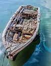 Old fishing boat moored in the harbor Royalty Free Stock Photo