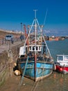An old fishing boat moored at Maryport on the Solway Coast in Cumbria, UK.