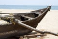 Old fishing boat standing on the sandy beach. India, Goa Royalty Free Stock Photo