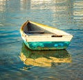 Old fishing boat at sunset