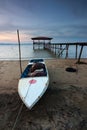 Old fishing boat at sunset in Sabah, East Malaysia Royalty Free Stock Photo