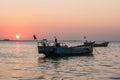 Old fishing boat at sunset time Royalty Free Stock Photo