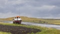 Old fishing boat on the trailer in rural Iceland Royalty Free Stock Photo