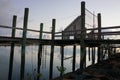 Old fishing boat wharf ready for demolition Royalty Free Stock Photo