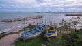 The old fishing boats on the beach