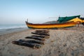 Old fishing boats on beach in Goa, India. Royalty Free Stock Photo