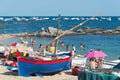 Old fishing boats on Costa Brava beach Royalty Free Stock Photo