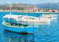 Old fishing boats in the port of Nafplio city in Greece Royalty Free Stock Photo