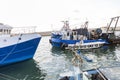 Old fishing boats in the port. romantic business Royalty Free Stock Photo