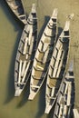 Old fishing boats at the river bank in Bandarban, Bangladesh