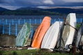 Old fishing boats standing in a row in Greenock