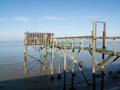 Old fishing cabin and carrelet net