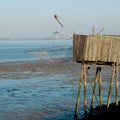 Old fishing cabin and carrelet net