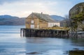 Old fishing harbor in Norwegian bay