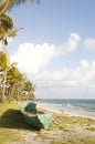 Old fishing kayak boat corn island nicaragua Royalty Free Stock Photo