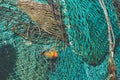 Old fishing net tangled and piled