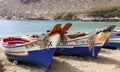 Colorful boats on the beach of Cape Verde Royalty Free Stock Photo