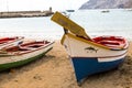 Colorful boats on the beach of Cape Verde Royalty Free Stock Photo