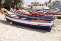 Colorful boats on the beach of Cape Verde Royalty Free Stock Photo