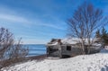 Old Fishing Shack Along Shore of Lake Superior Winter