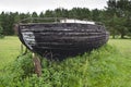Old fishing ship on the lake`s shore Royalty Free Stock Photo