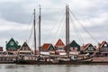 Old fishing ship in the harbour of Volendam, Netherlands