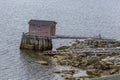 Old fishing stage on water, Fogo Island Royalty Free Stock Photo