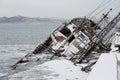 An old fishing vessel sank at pier Royalty Free Stock Photo