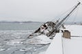 An old fishing vessel sank at pier Royalty Free Stock Photo