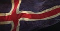 Old flag of Iceland waving. Loop