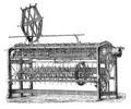 Old flax mill machine - textile spool machine old Antique illustration from Brockhaus Konversations-Lexikon 1908 Royalty Free Stock Photo