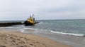 Old flooded towing ship. Shipwreck. Sunken towing ship Odessa Ukraine