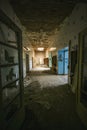 An old floor with open doors in an abandoned places Royalty Free Stock Photo