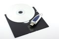 Old floppy disk, CD-ROM and USB-memory Royalty Free Stock Photo