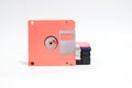 Old floppy disk put on white background. Royalty Free Stock Photo