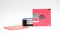 Old floppy disk put on white background. Royalty Free Stock Photo