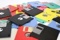 Old floppy diskettes. vintage tecnology